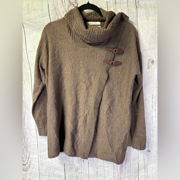 Ellen Tracy Sweater Womens Small Grey Cowl Neck Extra Fine Merino Wool - Picture 1 of 6